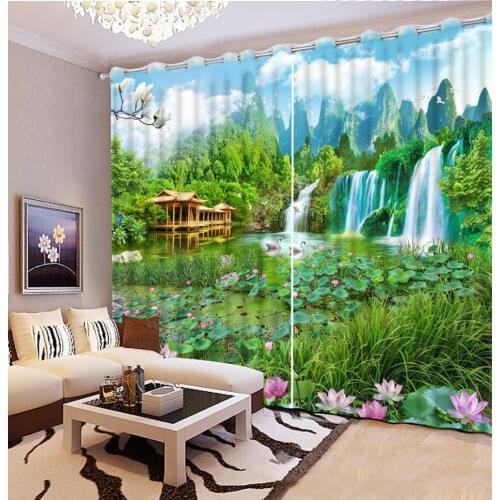 Custom 3D Photo Curtain nature landscape Curtains For The Living room Chinese Window Blackout 3D Window Curtain