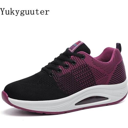 Women Sneakers Running Shoes Outdoor Sports Breathable Mesh Fashion Chunky Boots Knit Upper Female Air Cushion Walking Jogging
