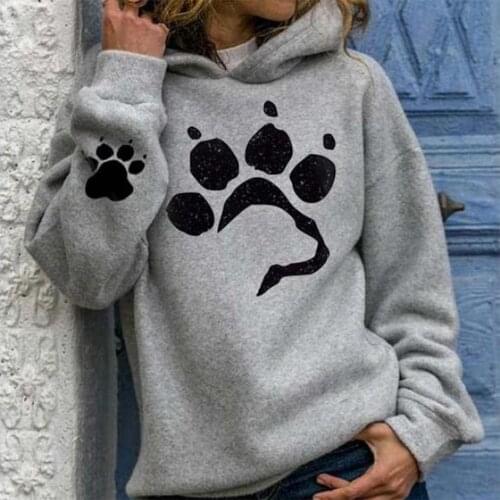 Women Hoodies Autumn Winter Women Dog Paw Print Hoodie Long Sleeve Pullover Hooded Sweatshirt толстовка ropa de mujer 2020