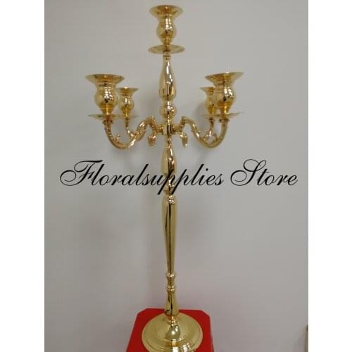 Gold/silver metal 98CM height candelabra, 5-arms candle holder, wedding candle stick with flower bowl