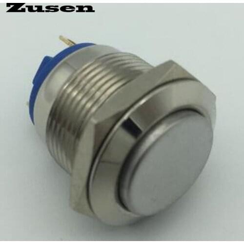 Zusen 19mm high head Soldering pins Momentary Nickel-plated brass Push Button switch IP65 (ZS19H-10/J/N)