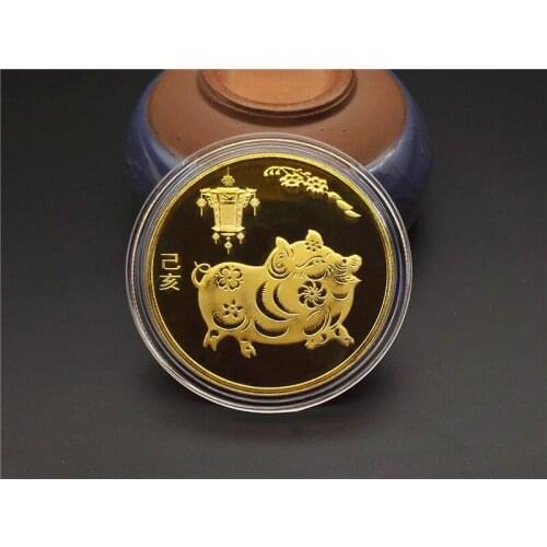 1 Dozen 12PCS / 2019 The year of Pig Souvenir coin Chinese zodiac Medal new year gift