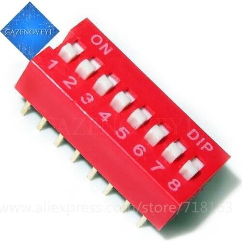 10pcs/lot DIP Switch 8 bit Way 2.54mm Toggle Switch Red Snap Switch Wholesale Electronic In Stock