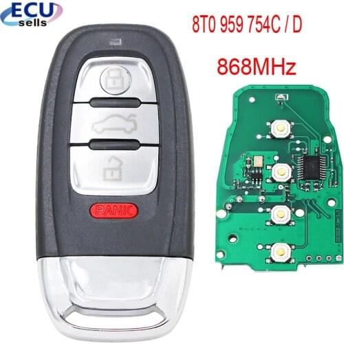 3PCS X Smart Remote Key Fob 3+1 Button 8T0 959 754C 8T0 959 754 D For Audi Q5 A4L A5 A6 A7 A8 RS4 RS5 S4 S5 868Mhz