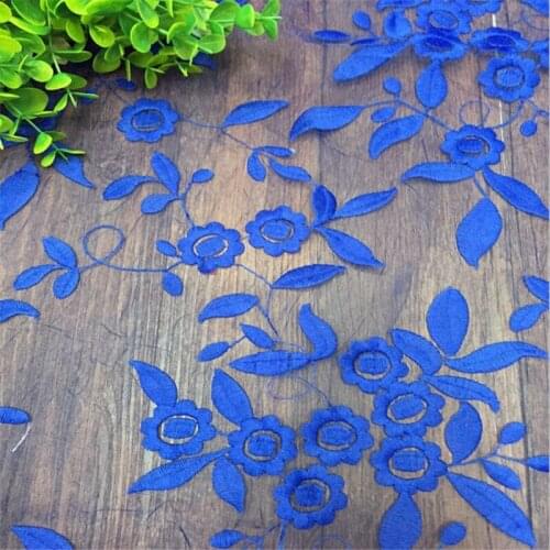 3Yard 125cm White/ Black/ Yellow/ Blue Organza Embroidery Lace Fabric Trim Garment Accessory LB0119