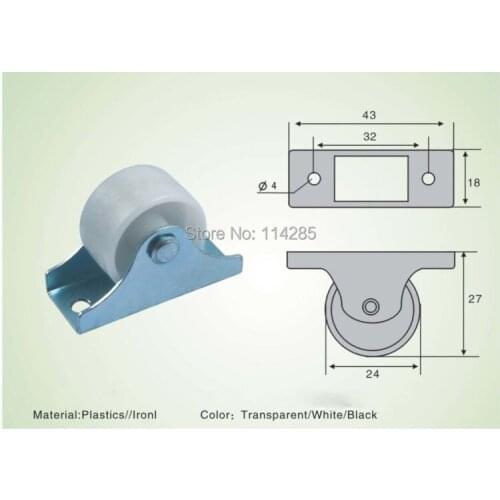 4 Pcs White Plastic 24mm Diameter Furniture Replacement Caster Wheel