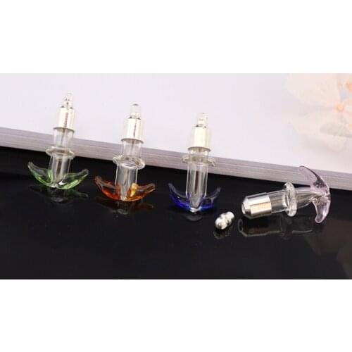 6PCS Name on Rice 6MM Anchor Shape Glass vial Pendant with Screw Cap Miniature Wishing Bottle Oil Charm Jewelry Making