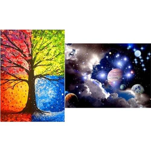 5D Diamond Embroidery DIY Diamond Painting Space Star D054 & 5D Diy Diamond Painting Cross Stitch "Four Seasons Tree"
