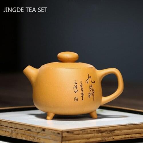 Authentic Handmade Yixing Tea Pot Three-legged Purple Clay Teapot Beauty Kettle Boutique Teaware Chinese Tea Ceremony Gift 200ml