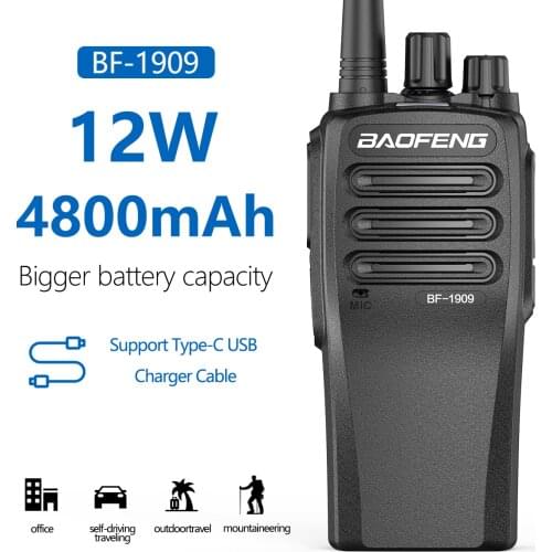 Baofeng BF-1909 Walkie Talkie 12W High Power CB Radio UHF 400-470MHz 16CH Comunicador Transmitter Transceiver hunting UV-S9 Plus