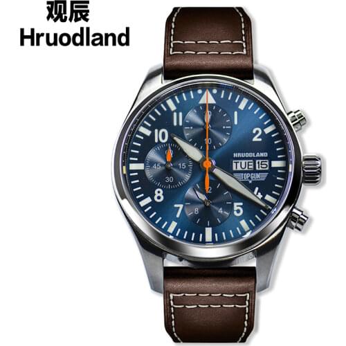 Hruodland Mens Pilot Watch Japan Miyota 6S00 Quartz Watch 100m Waterproof Sapphire Crystal Aviator Diver Watches men