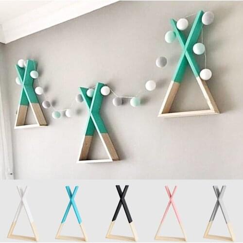 Nordic Style Wooden Shelf Kids Baby Room DIY Ornaments Wall Hanging Storage Book Shelves Bonsai Display Rack Home Decoration