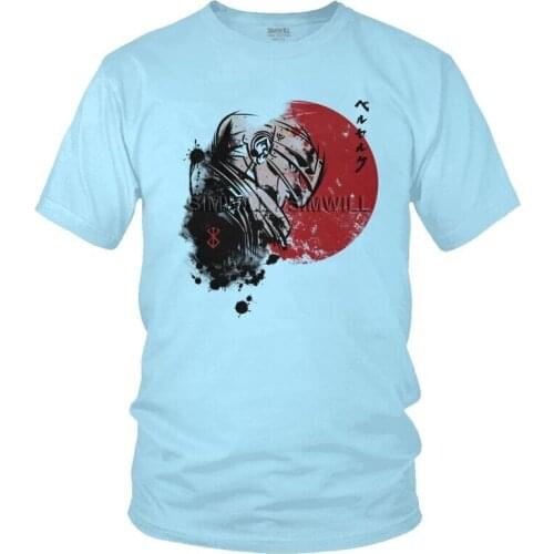 Mens Berserk Anime Guts T-Shirt Streetwear Japan Manga Sun Warrior Tshirt Short Sleeve Unique T Shirt Homme Cotton Tee Top Gift