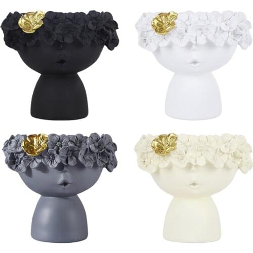 Girl Head Vase Sculpture Home Sculpture Flower Pot Vases Nordic Modern