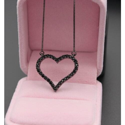 Classic Heart shape Pendant Necklace Women Jewelry Fashion Cubic zirconia necklace with black plated For Romantic Women Gift