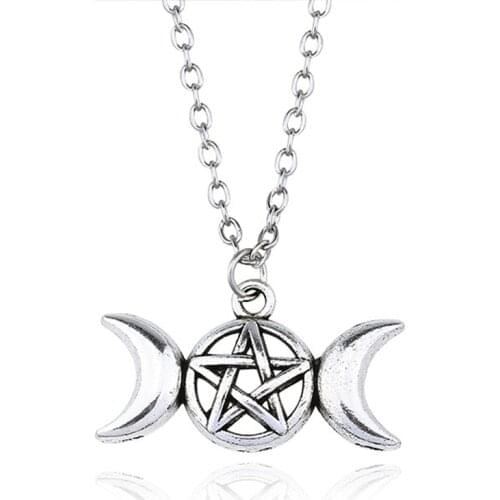 Creative Symmetrical Star Moon Pendant Necklace Retro Punk Silver Color Choker Accessories Fashion Men Women Party Jewelry