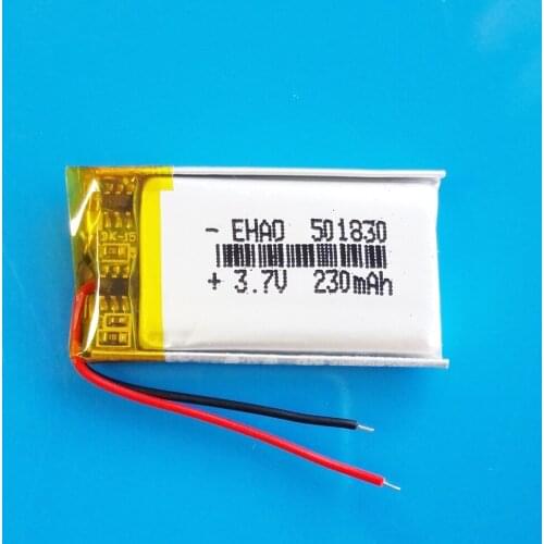 3.7V 230mAh 501830 501730 lithium li-polymer li ion rechargeable battery for MP3 MP4 GPS bluetooth smart watch headset camera