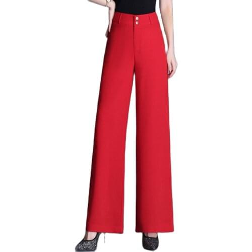 2021 M TO 6XL Spring Summer New Chiffon Wide Leg Pants Ladies Drape Feel Breathable Cool Stretch High Waist Large trousers