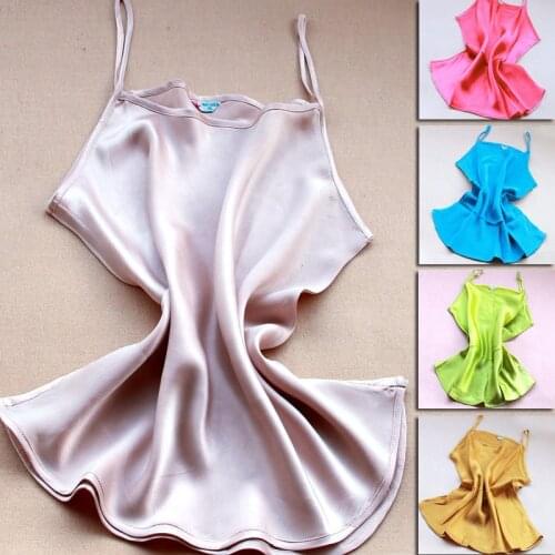 Natural Silk Camisoles Women Basic Top 100% Pure Silk Crepe Satin Plain Sleeveless Vest L/XL/XXL Colorful Free Shipping
