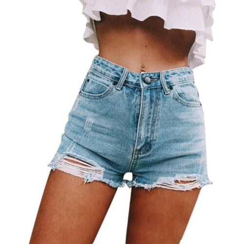 Fashion Women Jeans Shorts 2021 New Ripped Frayed Hole Denim Shorts Summer Lady Skinny Slim High Waist Jeans Hot Pants Plus Size