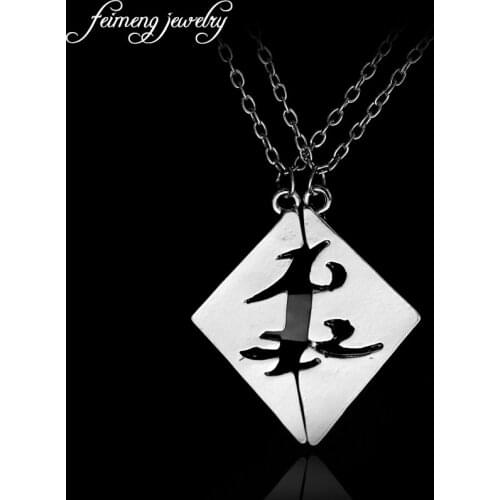 The Mortal Instruments City Of Bones Couple Pendants Parabatai Double Square Lovers Necklaces For Women And Men Movie Jewelry