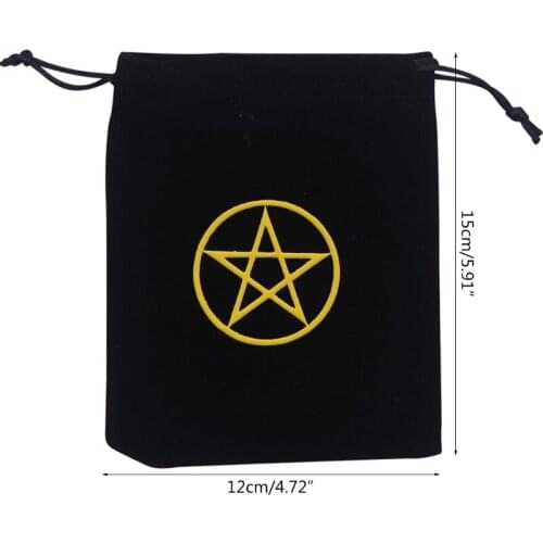 270C Oracle Card Storage Bag Drawstring Jewelry Pouch Soft Flannel Playing Cards Dice Bag Witch Divination Accessories