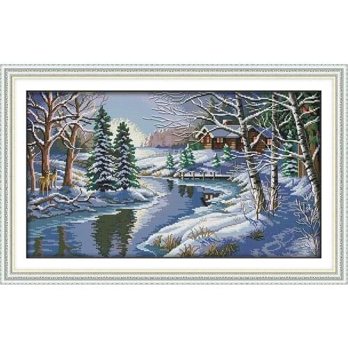 Snowscape 7 cross stitch kit aida 14ct 11ct count printed canvas stitches embroidery DIY handmade needlework