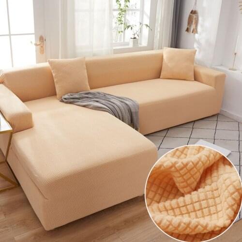 Solid Color Corner Sofa Covers For Living Room Elastic Plush Slipcovers Couch Cover Stretch Sofa Towel L Shape Need Buy 2Piece