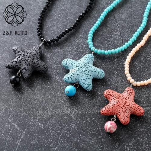 Volcanic Stone Lovely Colorful Star NecklaceNeck Decoration Chokers Suspension Accessories For Women Statement Jewelry Wholesale