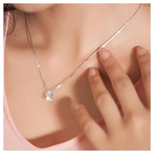 Shining AAA Cubic Zircon Crystal Silver Color Short Clavicle Chain Necklace Pendant for Women Wedding Party Gift Fashion Jewelry