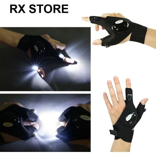 NEW Outdoor Fishing Magic Strap Fingerless Gloves LED Waterproof Cycling Camping Hiking Rescue Tool outdoor lighting gloves