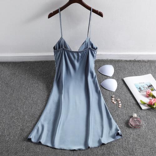 Tufaha Butterfly Embroidery Sexy Pajamas with Bra Sexy Sleepwear Women Women Nightgown Lingerie Sleeveless