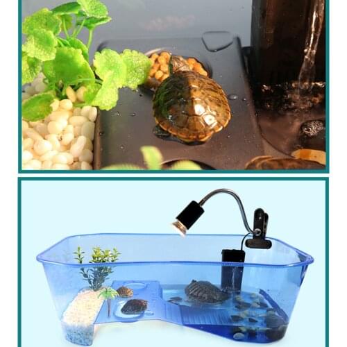 Plastic Reptile Turtle Breeding Box Habitat Terrarium Tank Breeding Box With Basking Platform Breeding Food Tool Accessories
