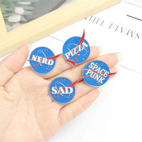Space Expolorer Enamel Lapel Button Badges Cool Space Fans Brooches Jewelry Accessories Sad Gay Space Punk Pizza Nerd Brooch Pin