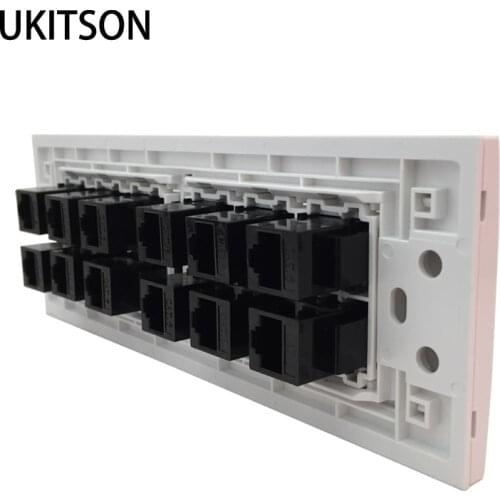 CAT5E CAT6 RJ45 Female To Female Connector 12 Plugs Extender Socket Port 118 Type Panel Outlet