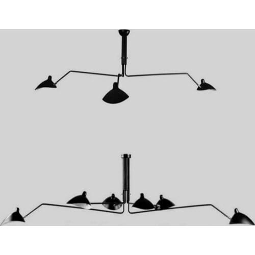 Black Retro Loft Industrial Chandelier Ceiling DaWn Spider Serge Mouille Ceiling Lamp Iron Art Swing Arm Ceiling Lights E27 Bulb