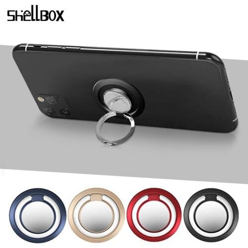 Shellbox Luxury Metal Mobile Phone Ring Holder Magnetic Car Bracket Socket Ring On The Phone Stand For iPhone For Samsung Phone