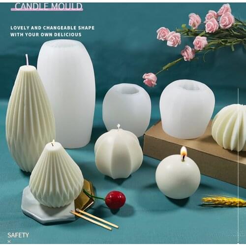 Diy Rose Flower Ball Silicone Candle Moldlotus Columnar Candle Making Handmade Wax Soap Resin Mold Weeding Gift Craft Home Decor