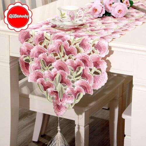 Stitch Tablecloth Table Runner Modern Minimalist Embroidery Pink Rectangular Table Runner Wedding Decoracion