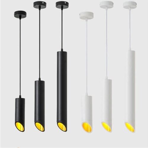 LED Dimmable Cylinder Pendant Light Long Tube Lamp 9W 12W Kitchen Dining Room Shop Bar Decoration Cord Background Lighting