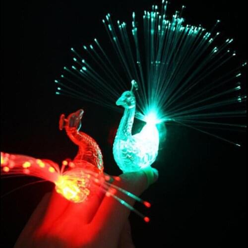 Led Peacock Finger Light Up LED Luminous Ring Lamp Festival Party Prop Children Toy For Party Supplies Gift