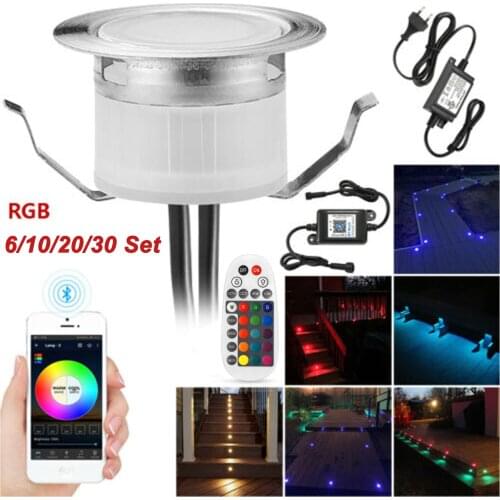 6/10/20/30 Pcs 30mm RGB Recessed Floor Spotlight LED Outdoor Light Bluetooth Function Deck Lamp Underground Light Novelty Light