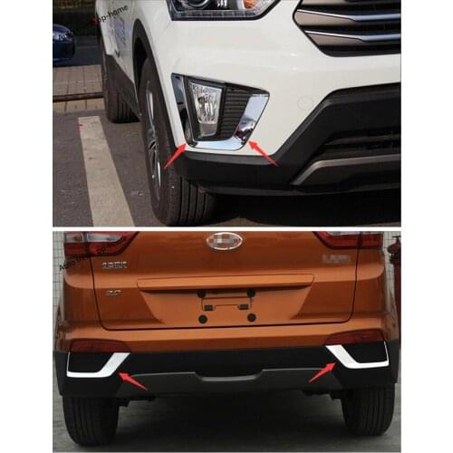 Yimaautotrims Chrome Front + Rear Fog Lights Lamp Decoration Cover Trim 4 Pcs Fit For Hyundai Creta IX25 2015 2016 2017 ABS