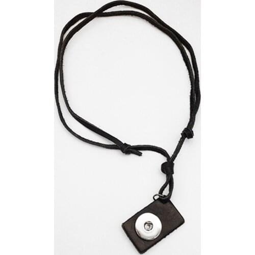 Snap button jewelry genuine leather necklace EN1273 (fit 18mm 20mm snaps)