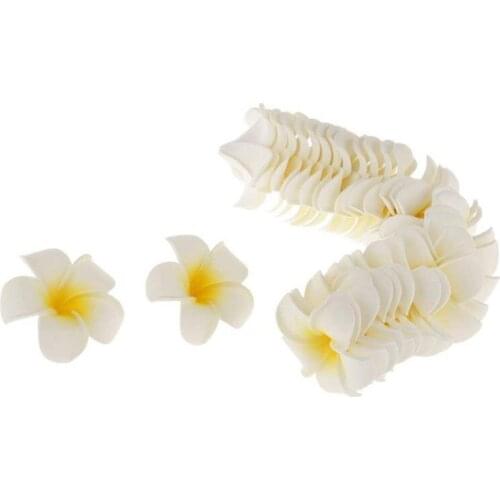 100pcs Frangipani Hawaii Flower Head Foam Decor for Wedding Craft Style Flowers Hawaii ennes (5cm)