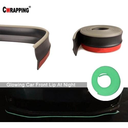 2.5M Car Protector Front Bumper Lip Body Kit Spoiler Light Luminous Warning Glow Dark Night Rubber Car Styling Car Accessorie