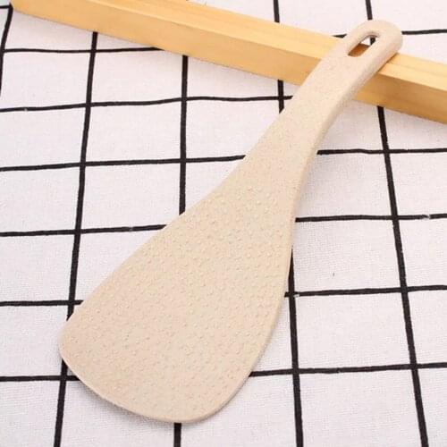 2 Pieces Wheat Straw Large Spoon Rice Paddle Scoop Non-stick Ladle Kitchen Table Serving Accessories