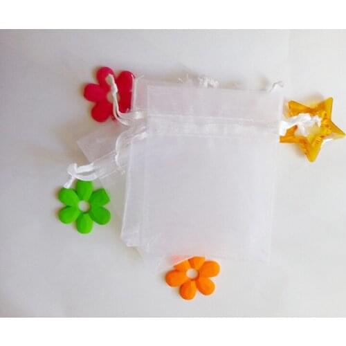 2000pcs 10*15 White gift bags for jewelry/wedding/christmas/birthday Organza Bags with handles Packaging Yarn bag