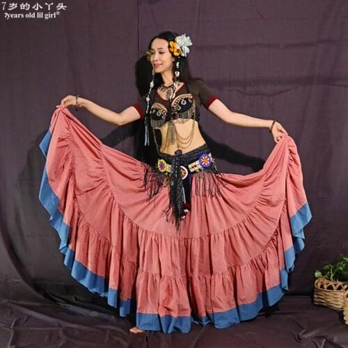 2021 New Tribal Belly Dance Skirts ATS Performance Cotton Flamenco Long Full Circel Gypsy CWW05