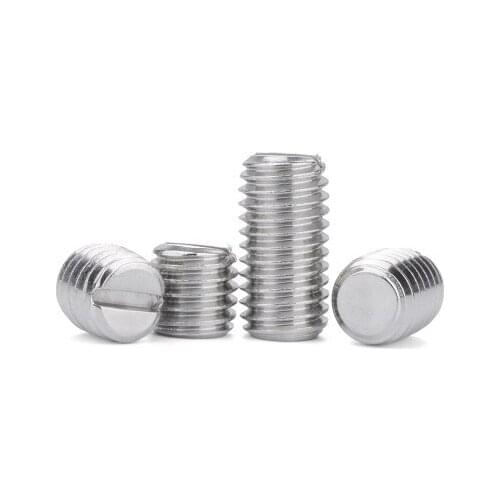 30pcs M4 304 stainless steel Slotted flat end grups screw one word headless tight stop payment grup bolt GB73 4mm-16mm length